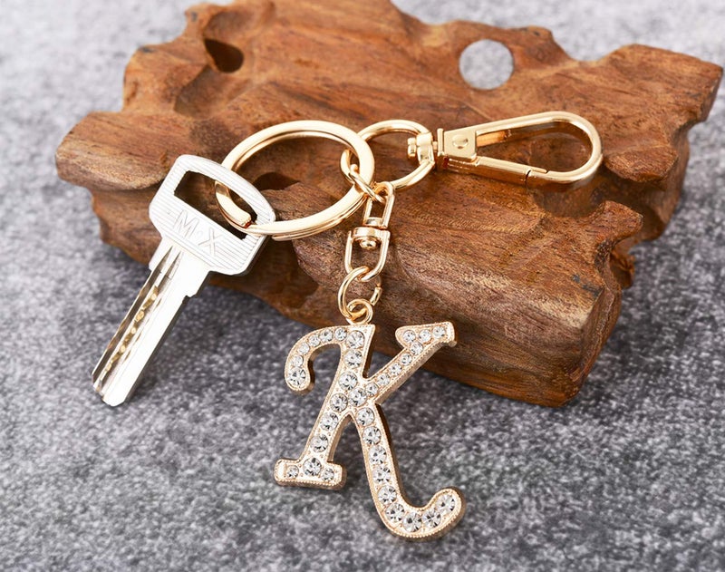 AlphaAcc Keychain for Women Purse Charms for Handbags Crystal Alphabet Initial Letter Pendant with Key Ring,Letter K - Image 2